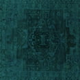 thumbnail image 1 of Ahgly Company Machine Washable Indoor Square Abstract Turquoise Blue Modern Area Rugs, 5' Square, 1 of 4
