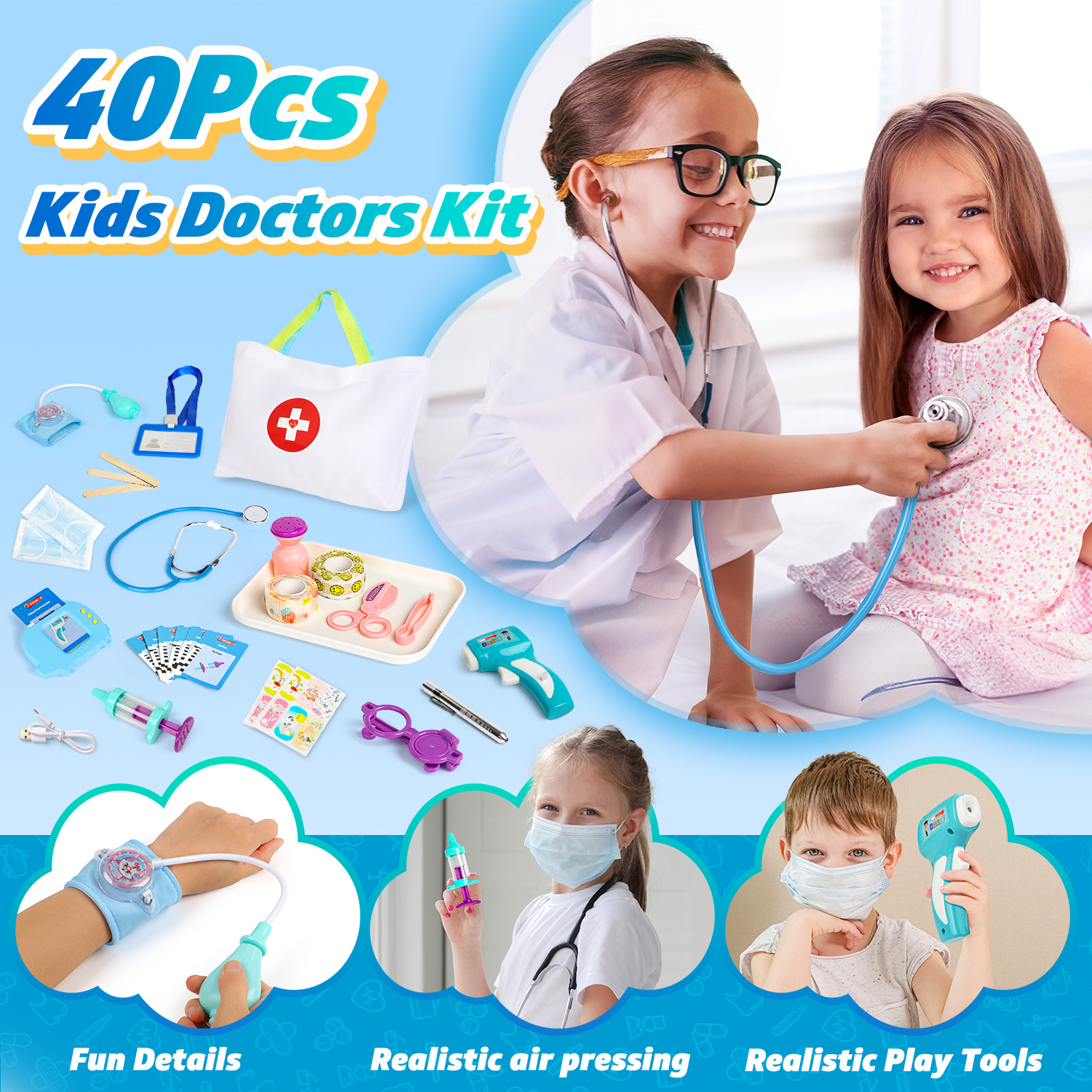 Freecat 39-Piece Doctor Kit for Kids with White Coat photo 4