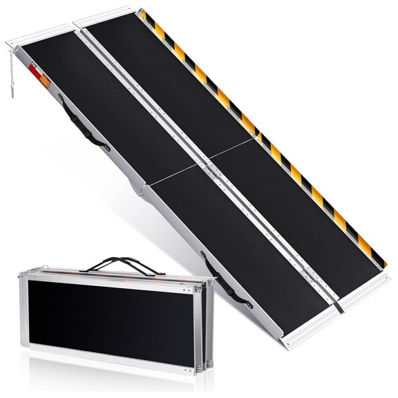 Ladcaser 5ft Wheelchair Ramp Non-Slip Aluminum Folding Wheelchair Ramp 600lbs Door Threshold Portable Wheel Chair Ramps for Home Steps, Scooter Ramp for Car, Doorways, Curbs, Stairs, Black
