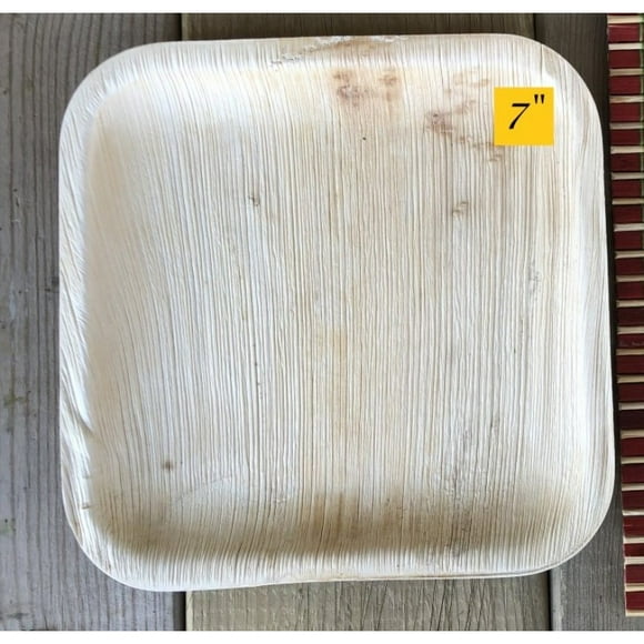 7" Flat Square Plate - Bio Mart Leaf Tableware/100% Natural-Eco-friendly/Re-usable/Elegant/Compostable/Disposable/Biodegradable/Party,Wedding,BBQPlates & Bowls - Pack of 100