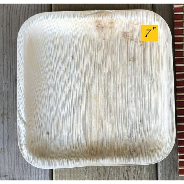 7" Flat Square Plate - Bio Mart Leaf Tableware/100% Natural-Eco-friendly/Re-usable/Elegant/Compostable/Disposable/Biodegradable/Party,Wedding,BBQPlates & Bowls - Pack of 30