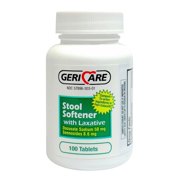 STOOL SOFTENER WITH LAXATIVE 100 COUNT TABLETS