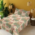 thumbnail image 2 of Ambesonne Tropical Abstract Fitted & Flat Sheet with Shams 4 Pcs Set, Vintage Autumn, Full, Blush Camel and Reseda Green, 2 of 5