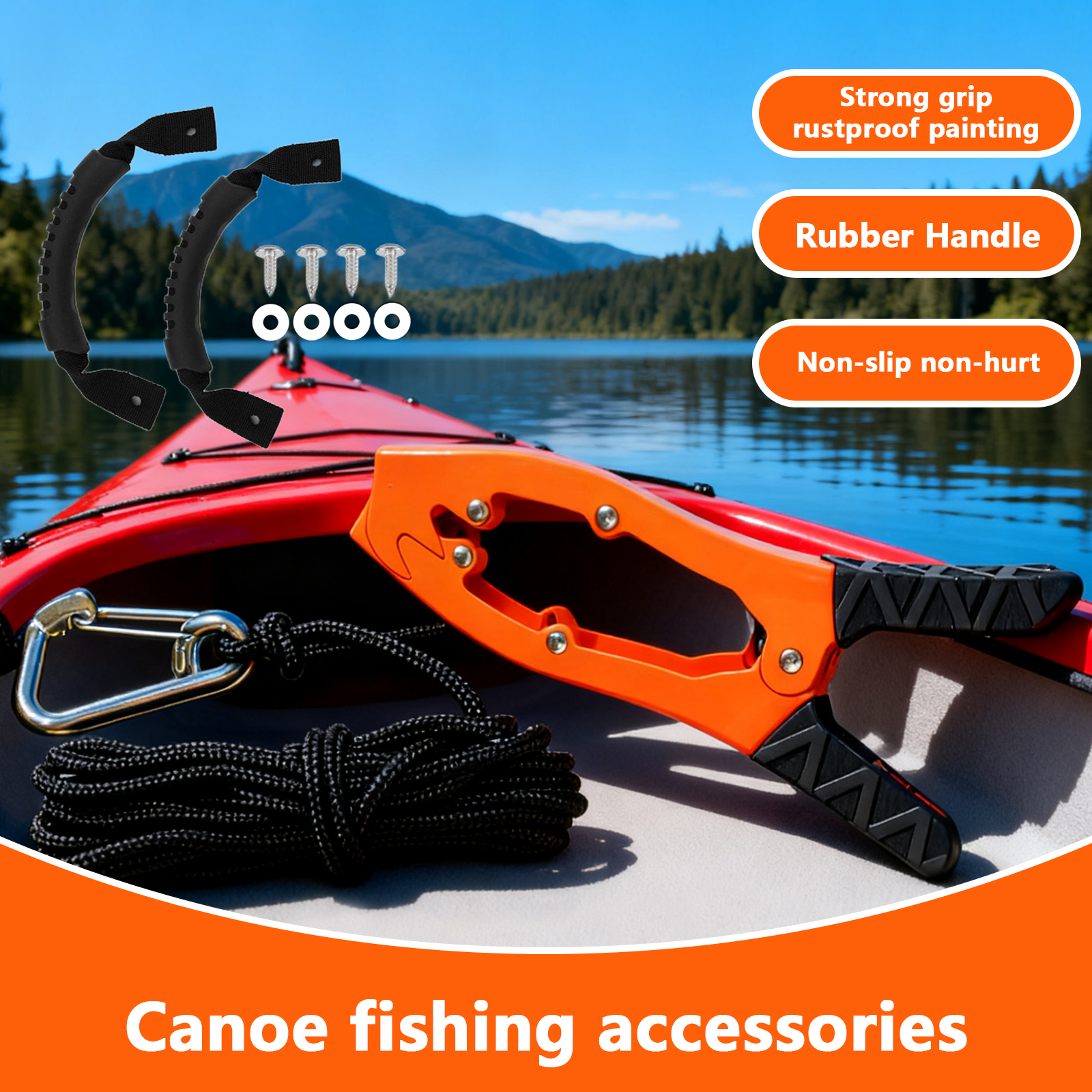 Arcticwind Kayak/Canoe Anchor Grip, Kayak Brush Gripper, boat clamp for fixing self-locking tension jaws,Canoe,Boat for Fishing Boating and Camping Kayak Accessories,Metal buckle,With Kayak handrail