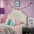 thumbnail image 3 of Tufted Upholstered Headboard Twin Size, Solid Wood Head Board with Durable Metal Legs, Adjustable Height Twin Headboard with Nailhead Trim, Fabric Headboard in Modern Button Tufted Design, 3 of 6