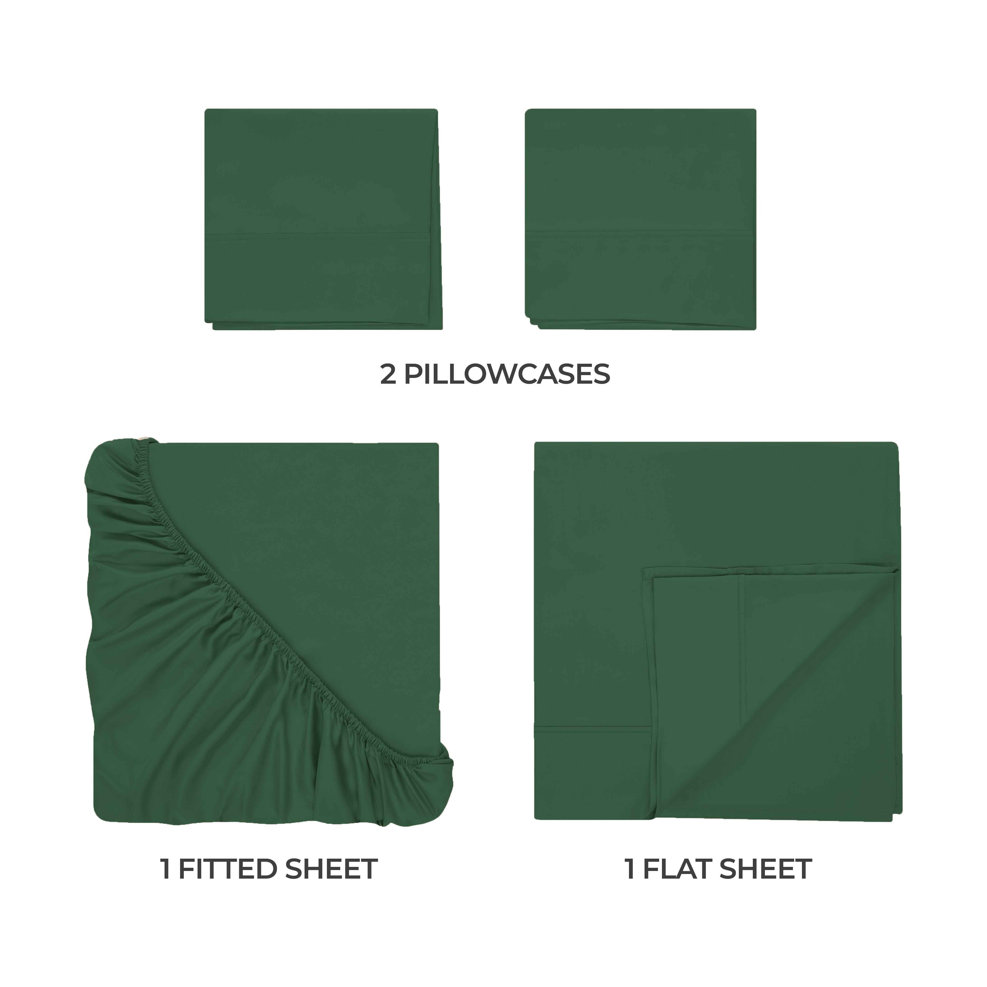Superior Egyptian Cotton 300 Thread Count Deep Pocket Sheet Set, Queen, Hunter Green