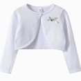 thumbnail image 3 of Afuyipoi Girls Bow Detail Button Front Knit Cardigan Sweater 100% Cotton Cape for Kids Size 1-13Y Fall Casual Style White Size 12, 3 of 7