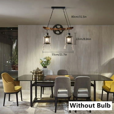 Industrial Rustic Wood Chandelier Retro Pendant Light Bar Ceiling Lights Lamp Without Bulb