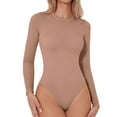 thumbnail image 1 of Women Bodysuit Long Sleeve Crew Neck Tops Bottoming Tummy Control Solid Color Basic One-Piece Shapewear Playsuit Body Shaper, 1 of 6