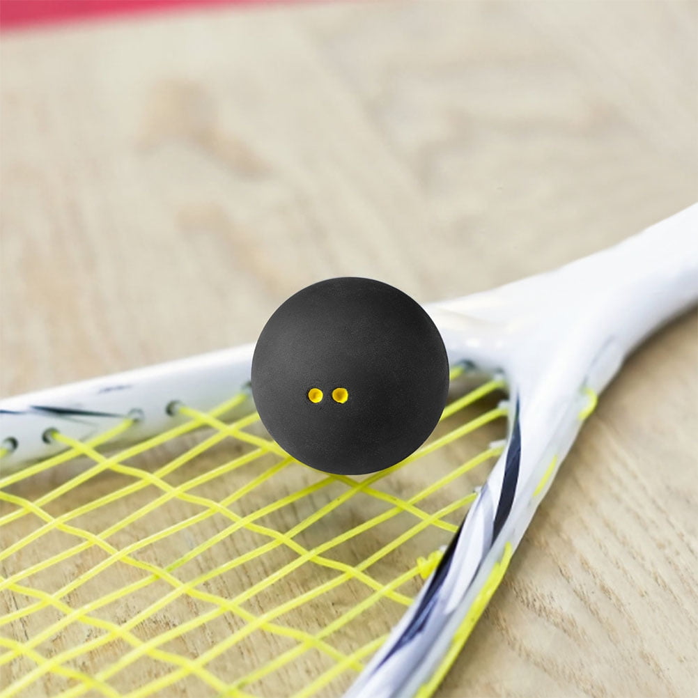 OULII 2Pcs Durable Black Rubber Squash Balls with Double Yellow Dot for Racket Ball Competition