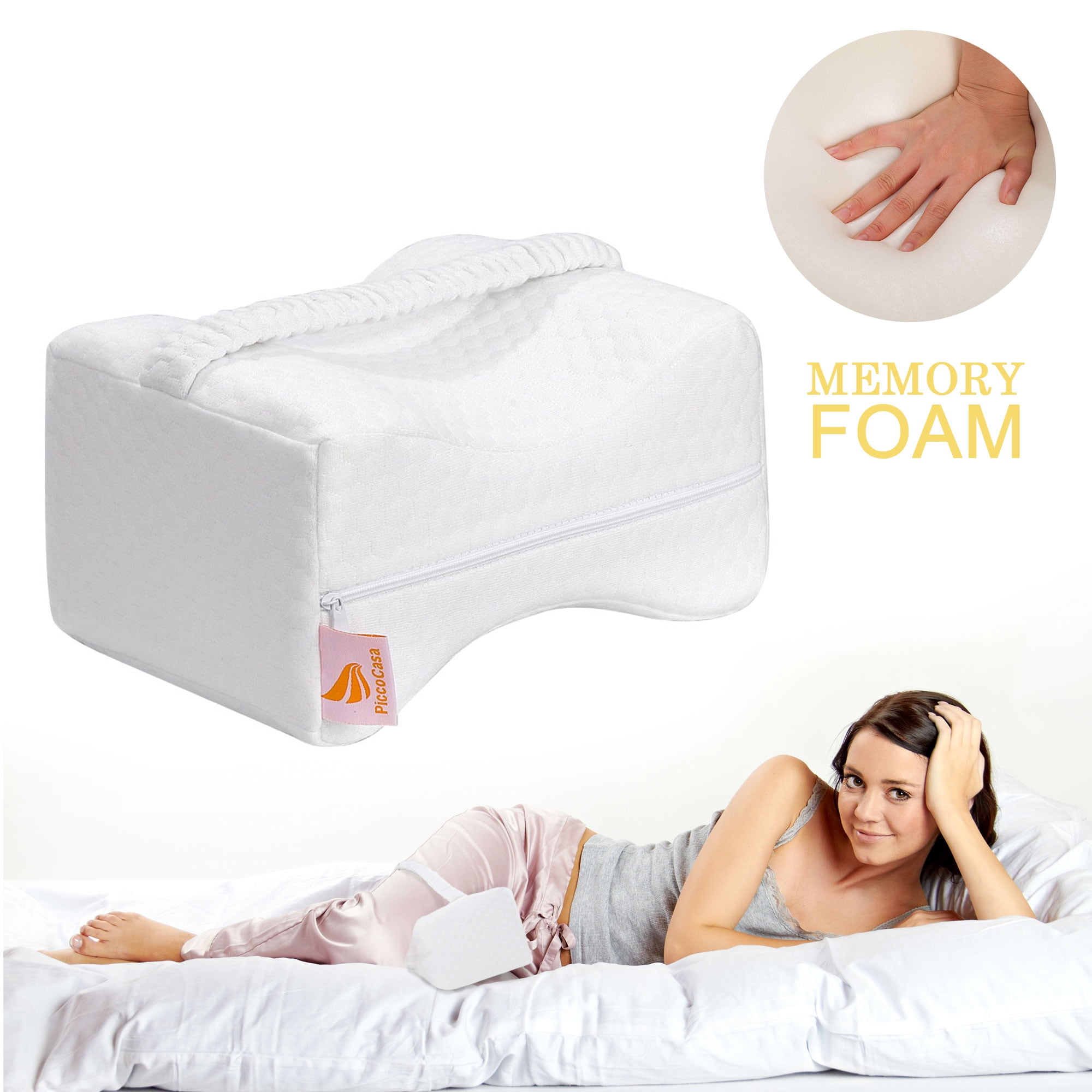 Unique Bargains Memory Foam Knee Support Pillow for Sleeping White