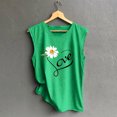 thumbnail image 4 of Camisetas sin mangas para mujer, chaleco fino de verano con estampado de margaritas y girasoles, chaleco sin mangas de manga corta, Jersey holgado informal, camisetas tipo túnica Fridja  qr1812, 4 of 6