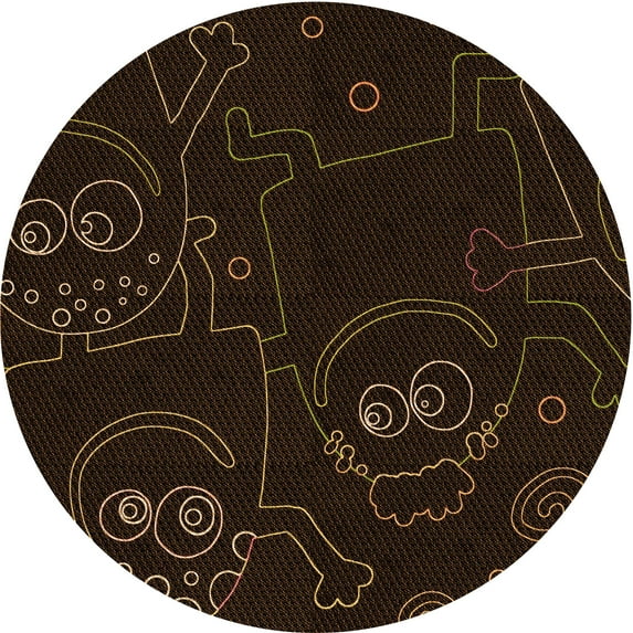 Ahgly Company Machine Washable Indoor Round Transitional Night Black Area Rugs, 3' Round