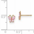 thumbnail image 2 of 14k Yellow Gold Kids Pink Cubic Zirconia Cz Butterfly Stud Earrings Ball Button Animal, 2 of 6