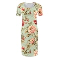 thumbnail image 4 of ZVAVZ Robes de Vacances Grande Taille pour Femmes, Robe de Soleil à Manches Courtes Col Rond Fleur Décontractée Extensible Robes de Grossesse Grande Taille Allaitement Robe de Nuit Multicolore,S, 4 of 6