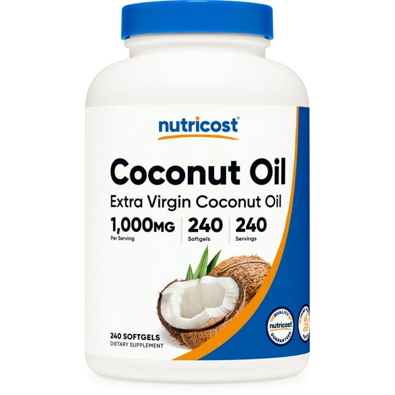 Nutricost Coconut Oil Softgels (1000mg) 240 Softgels - Extra Virgin, Wellness Supplement
