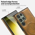 thumbnail image 5 of Magnetic for Galaxy S22 Ultra Premium PU Leather Case,Built-in Invisible Stand [Compatible with Magsafe] Protective Slim Kickstand Phone Cover Compatible with Samsung Galaxy S22 Ultra, Brown, 5 of 9