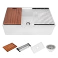 thumbnail image 5 of Ruvati USA RVL2387BK 33 in. Fireclay Workstation Glossy Black Farmhouse Kitchen Sink Apron Front Single Bowl, 5 of 7