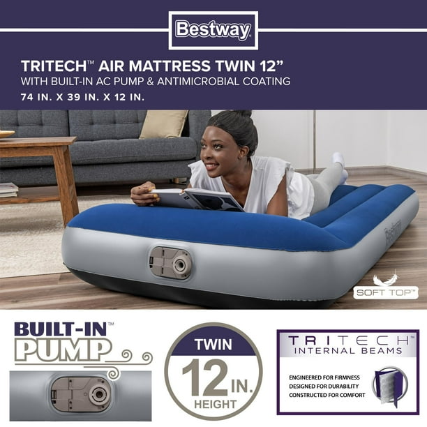 Bestway Tritech Air Mattress Twin 12 with Built in AC Pump