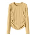 thumbnail image 3 of SGMVNU Sweaters for Womens Slim Fit Crewneck Long Sleeve Shirts Fall Fashion Base Layer Pullover Ribbed Thermal Underwear Tops(Yellow, M), 3 of 4