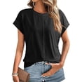 thumbnail image 2 of NJGRAE Tops for Women Trendy Women’S Crochet Detail Tops Women Spring Summer Fashion Solid Color Tops 2026 Round Neck Cap Sleeve Side Pleats Summer Women Tops Thermal Lined Winter T-Shirts M, 2 of 5