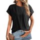 thumbnail image 2 of Top de mujer para primavera-verano de color liso, cuello redondo, mangas casquillo y pliegues laterales, 2 of 5