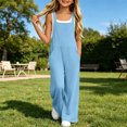 thumbnail image 3 of Vornjynx Girls Overalls with Pocket Comfort Soft Straight Fit Summer Casual Trendy Jumpsuits Blue Size 6, 3 of 10