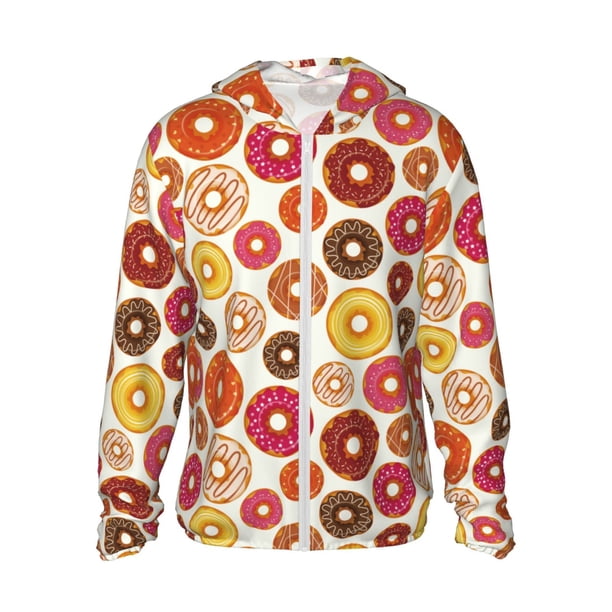 Balery Donut Sudadera ligera de manga larga con capucha y protección solar UPF 50+ para hombre y mujer, ideal para pesca y running-Large