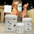 thumbnail image 4 of White 3 Pc set Jumbo Pet Canister with bone, paw, dog prints, Dog Food Treat Canister with Lid, Carbon Steel Canister, Storage Container Jar with Tight Fitting Lids for Dog Biscuit Cookies, 4 of 4