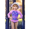 thumbnail image 4 of Little Girls Swimsuits Two Pieces Mermaid Swimwears Long Sleeve Beach Bathing Suit 3-9T, 4 of 5