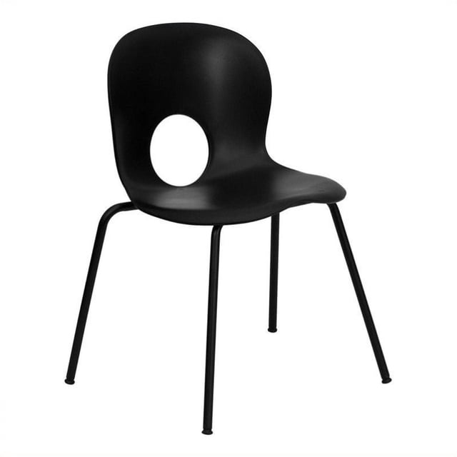 Flash Furniture Chaise Empilable en Plastique Noir avec Dossier Designer Hercules