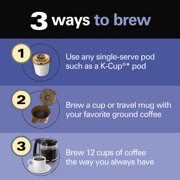 Hamilton Beach FlexBrew Coffee Maker, K Cup Pod Compatible Single Serve Coffee Maker & 12-Cup Coffee Pot, Black
