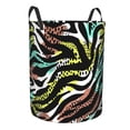 thumbnail image 2 of TEQUAN Waterproof Laundry Hampers, Colorful Zebra Exotic Animal Pattern Clothes Storage Basket with Handle (M), 2 of 7