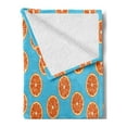 thumbnail image 2 of Tangerine Soft Flannel Fleece Throw Blanket, Repetitive Pattern with Round Slices of Exotic Citrus Fruit, Cozy Plush for Indoor and Outdoor Use, 50" x 70", Sky Blue Burnt Orange, by Ambesonne, 2 of 5