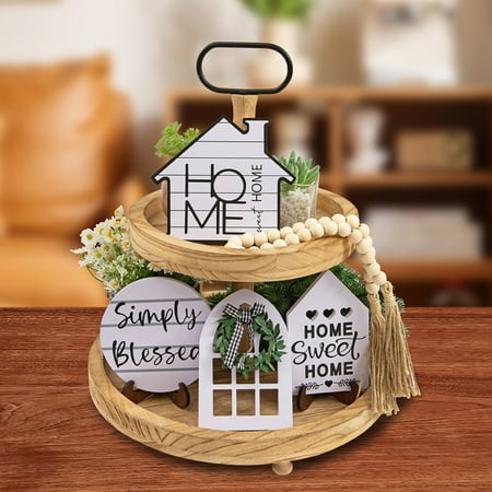 

2024 Home Sweet Home Sign Wooden Bead Garland Black White Plaid
