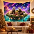 thumbnail image 3 of Otters Picnic on a Floating Island with Cosmic Sky, Serene Fantasy for Animal Lovers, Whimsical Wall Art Decor, Birthday Gift, Tapestry Wall Hanging for Bedroom and Living Room, 3 of 7