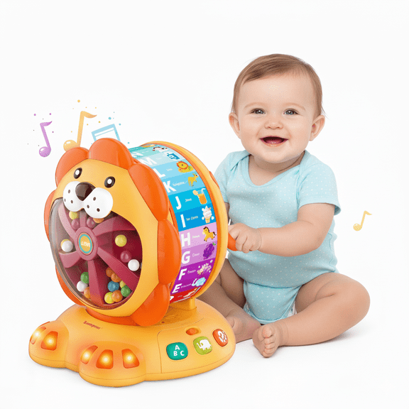 Alphabet Learning Toys for Toddlers 1 2 3 Year Old, Lion Spin and Sing ABC Letter Interactive Toys with Sounds Lights, Musical Educational Toys for Boys Girls Kids 1-3, First Christmas Birthday Gifts