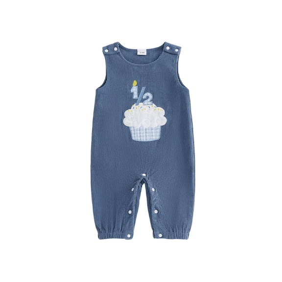 RUINIXCW Baby Boy Birthday Romper Sleeveless Round Neck Cupcake Embroidery Jumpsuit Newborn Playsuit