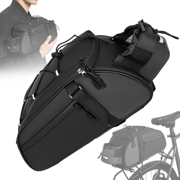 Waterproof Bike Rack Bag, Bike Bags for Bicycle Rear Rack, Water Resistant Oxford Panniers, Convertible Commuter Bag for Road Mountain Bikes, Grocery & Travel