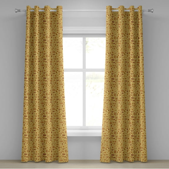 Ambesonne African Grommet Curtain, Quirky Art Forms, 50" x 120", Sand Brown Ginger