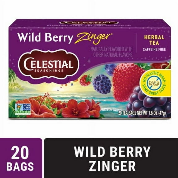Pack of 2 - Celestial Seasonings Caffeine Free Wild Berry Zinger Herbal Tea 20 ct