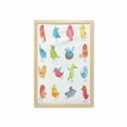 thumbnail image 1 of Animal Wall Art with Frame, Colorful Birds Watercolor Effect Humor Funny Mascots Paint Brush Art, Printed Fabric Poster for Bathroom Living Room, 23" x 35", Multicolor, by Ambesonne, 1 of 2