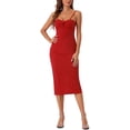 thumbnail image 2 of INSPIRE CHIC Spaghetti Straps Dress for Women's Sleeveless Ruched Twist Front Pencil Dresses XL Red, 2 of 6