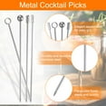 thumbnail image 3 of Uxcell 10Pcs Stainless Steel Cocktail Toothpicks, 4.25 Inch Metal Cocktail Picks Fruit Sticks, Silver Ball, 3 of 5