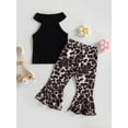 thumbnail image 4 of Bagilaanoe 2pcs Toddler Baby Girl Long Pants Set Sleeveless Tank Tops + Leopard Flare Trousers 6M 12M 18M 24M 3T 4T Kids Casual Outfits, 4 of 8