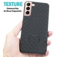 thumbnail image 4 of Case with Clip for Samsung Galaxy S22 Plus 5G, Nakedcellphone Slim Hard Shell Phone Cover with Kickstand and [Rotating/Ratchet] Belt Hip Holster Combination - Black Tread, 4 of 7
