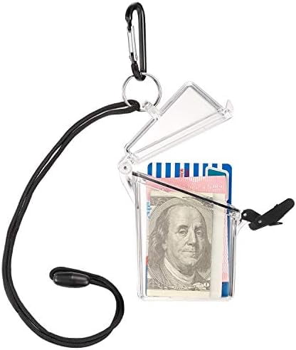 Outus 3 Pack Waterproof ID Badge Holder Case Waterproof Clear Vertical ID Card Holder with Lanyard Carabiner and Keychain Plastic Card Holders Dry Box