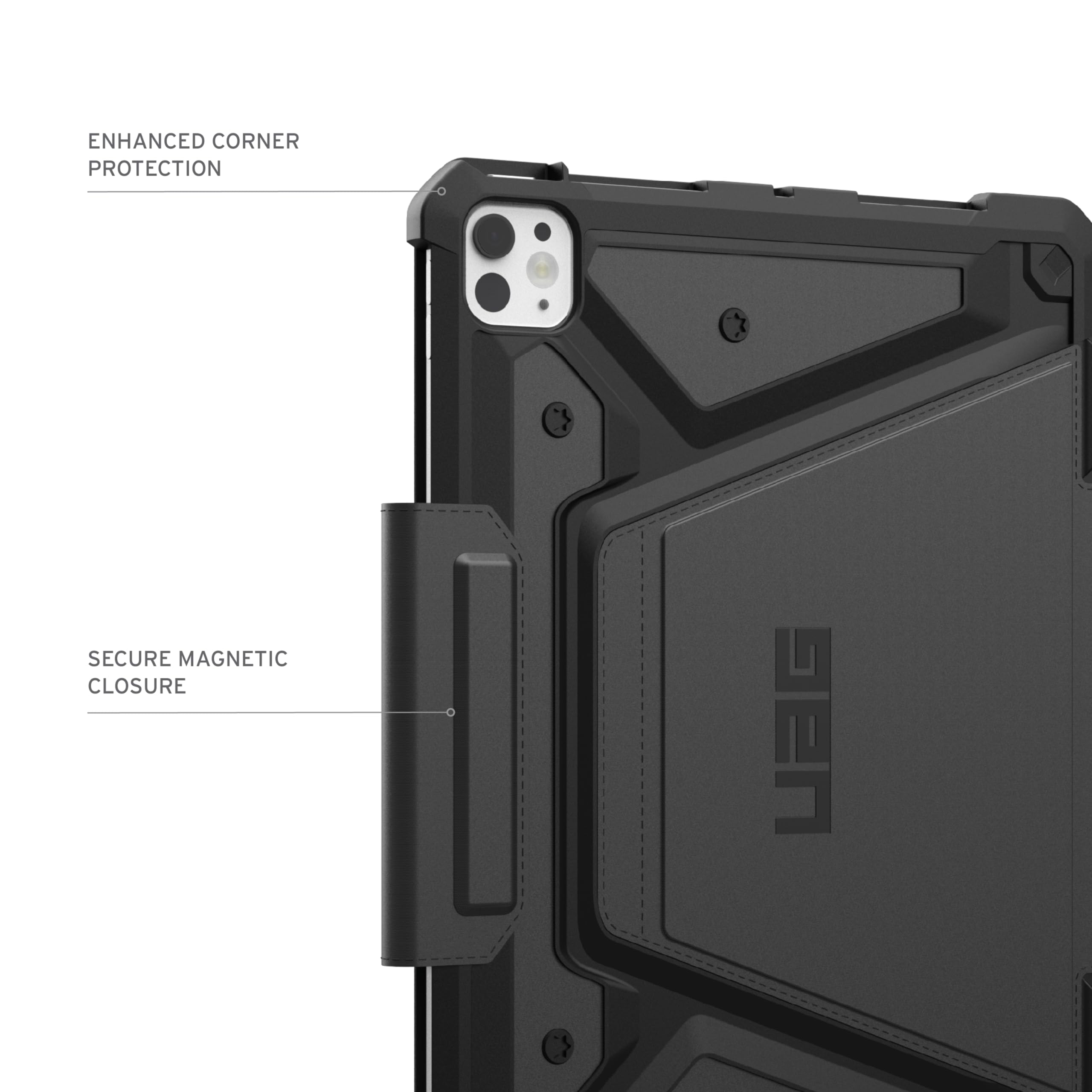 UAG iPad Pro 11" Case M5 2025 6th Gen, M4 2024 5th Gen A3357 A3358 A3359 A2836 A837 A3006, Adjustable Multi-Angle Stand Folio Cover w/Pencil Holder, Metropolis SE Black
