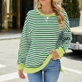 thumbnail image 2 of hxobax Women Oversized Sweatshirt Striped Color Block Pullover Long Sleeve Crew Neck Y2K Shirts Tops, 2 of 7