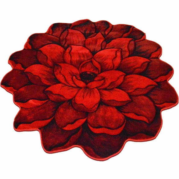 Flowers Rug Design 301 - 5'3"x5'3" Round, Red
